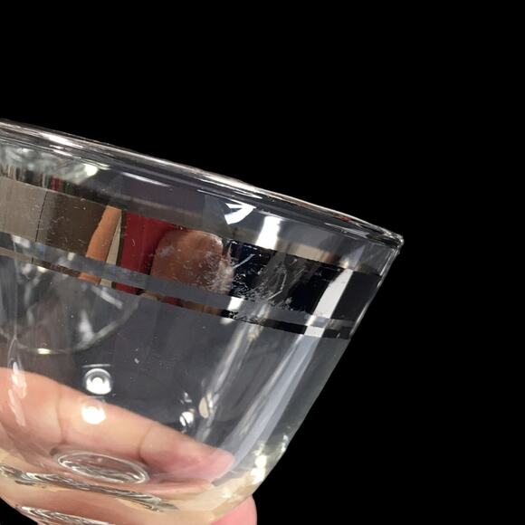 Libbey‎ Moonmist #3003 Platinum Stripe 6 Vintage Liquor Cocktail Cordial Glasses - Picture 6 of 6